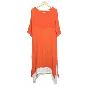 Anself Womens Orange And Cream Layered Tunic Dress Size L Bohemian
